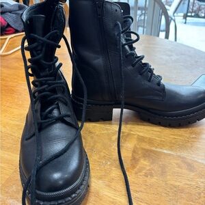 Steve Madden Black Leather Combat Boots
